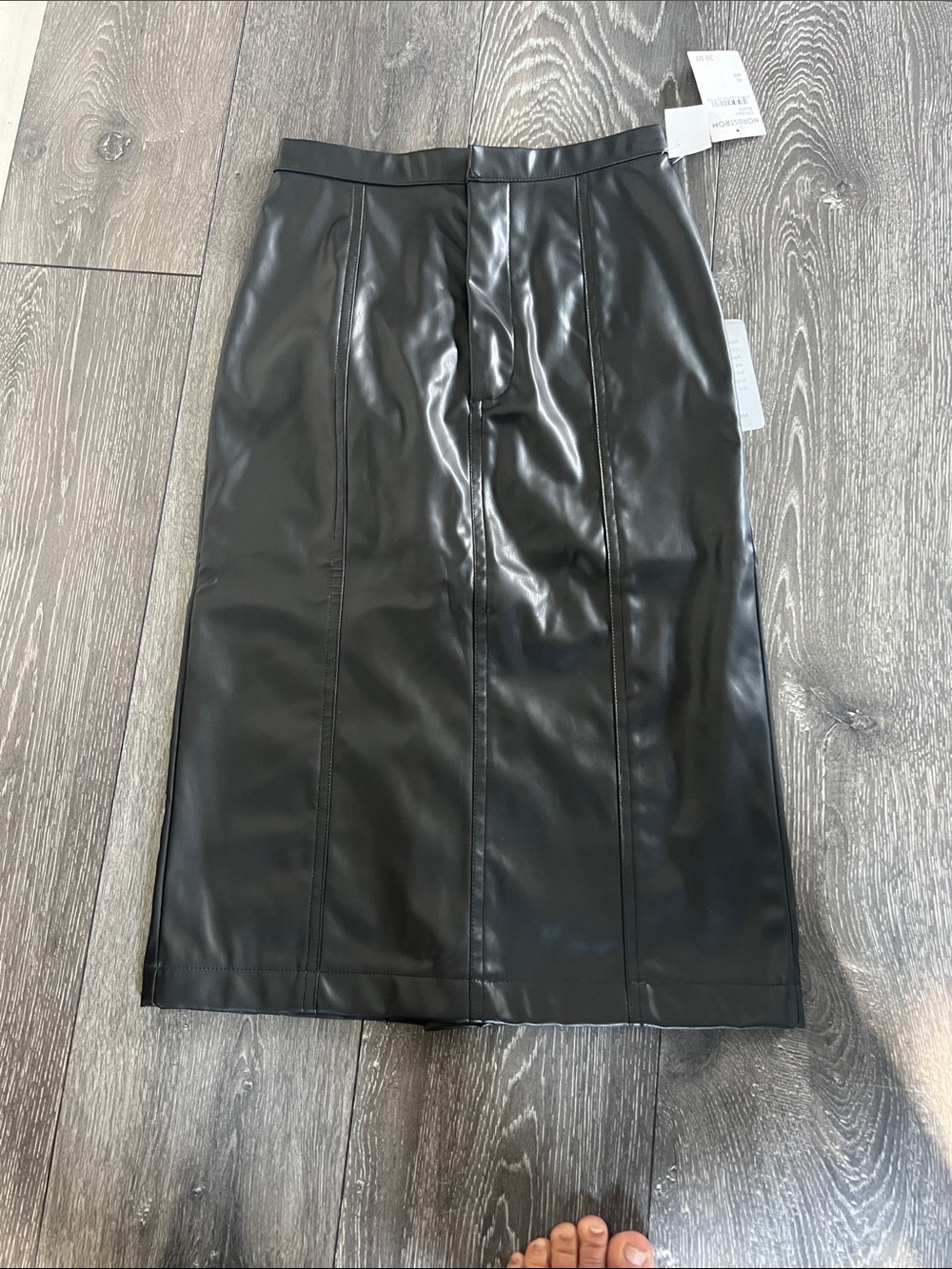Nordstrom Black Faux Leather Midi Skirt